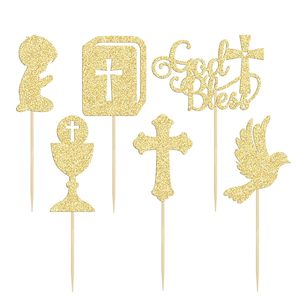 Decoraciones <span class=keywords><strong>para</strong></span> Cupcakes con Diseño <span class=keywords><strong>de</strong></span> Cruz, Paloma, Cáliz y Biblia, con Brillo, <span class=keywords><strong>para</strong></span> Baby Shower, Cumpleaños y Fiestas - Product Image 3