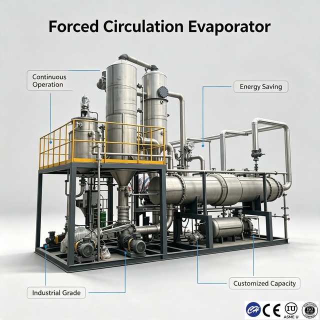 Heavy Duty MVR Forced Circulation Evaporator for Continuous 24h Operation SS304 ASME CE Certified for Industrial Use