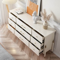 Commode élégante et moderne blanche avec tiroirs, armoire de rangement multifonctionnelle écologique personnalisée, poignées dorées, finition ultra brillante