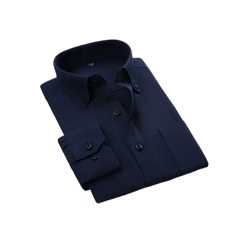 Cheap Long Sleeve Custom Designer Shirt Men Formal Thick Black Dress Shirt For Men made in Bangladesh
