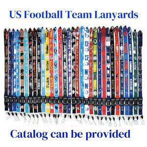 En gros, lanières de football américain et de club de football, longues, à transfert thermique <span class=keywords><strong>d</strong></span>égradé, porte-clés, porte-badges professionnels en métal, avec boucle métallique en fer forgé - Product Image 1