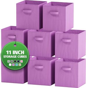 Cubos de Almacenamiento de Tela para Organizador de Cubos - Paquete de 8 Contenedores de Almacenamiento Resistentes de Color Rosa - Contenedor de Almacenamiento Cúbico de 11 Pulgadas - Product Image 5