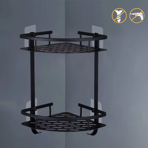 <span class=keywords><strong>Étagère</strong></span> de salle de bain murale à <span class=keywords><strong>angle</strong></span> droit <span class=keywords><strong>étagère</strong></span>s de rangement pour cuisine salle de bain <span class=keywords><strong>douche</strong></span> caddy espace-aluminium triangle 2 niveaux - Product Image 3