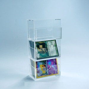 Wholesale Transparent 3-Tier Acrylic <b>Display</b> <b>Case</b> Double Grid Card Storage Box 100pcs Capacity for Home Store - Product Image 5