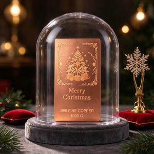 Plaque gravée en cuivre fin 999, 1000g, motif arbre de Noël - Product Image 2
