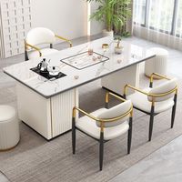 Ensemble de petite table à thé moderne de luxe Bouilloire en pierre intégrée pour bureau ou balcon Table à thé en ardoise simple et légère