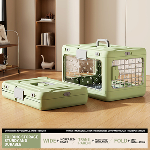 กระเป๋าเดินทางสำหรับสัตว์เลี้ยงแบบพับได้ น้ำหนักเบา มีหน้าต่าง สำหรับสุนัขและแมวขนาดเล็กถึงกลาง  วัสดุ PP หนาพิเศษ ระบายอากาศได้ดี - Product Image 3