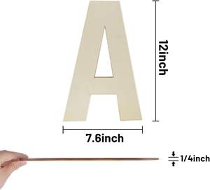 Letras de madera de 12 pulgadas, letras grandes de madera, recortes de formas en blanco, letras grandes del alfabeto de madera sin terminar para manualidades DIY, decoración de pared - Product Image 2