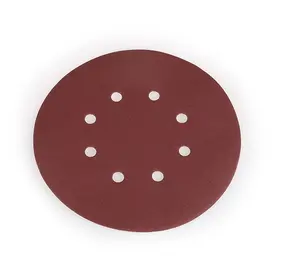 Papel de lija redondo de óxido de aluminio rojo de 5 pulgadas y 8 agujeros, granos de gancho y bucle, discos de lijado de P40-P2000 para pulir madera y metal