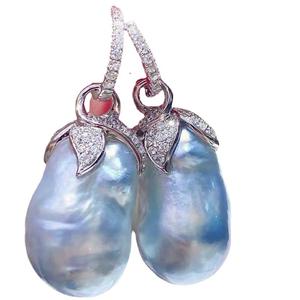 S925 <b>Silver</b> DIY <b>Pearl</b> Accessories Fashion <b>Silver</b> Jewelry <b>Earrings</b> with 10-15mm Round Beads and Empty Tray 21540 - Product Image 5