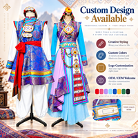 Costume de scène ethnique professionnel pour femmes et hommes, tenue de spectacle folklorique traditionnelle avec accessoires brodés en 3D