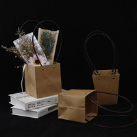 Evergreenwrap Wholesale Waterproof Kraft Paper Tote Bags Small Rectangular Flower Bouquet Gift Paper Bags