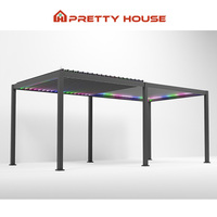 Pergola bioclimatique motorisée à toit ouvrant facilement assemblable avec bande lumineuse LED, pergola en aluminium pour extérieur