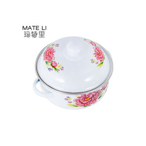 कस्टम लोगो मुद्रित इनेमल फूल पैटर्न गैर विषैले कार्बन स्टील पॉट सेट ढक्कन के साथ गोल इनेमल लेपित पॉट सेट - Product Image 4