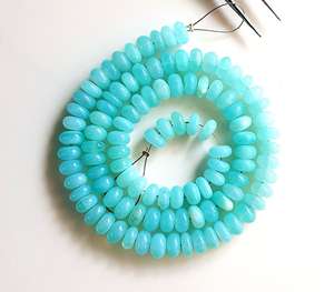 <b>Blue</b> Peruvian Opal Gemstone Plain Roundels <b>Beads</b> 12 Inch Strand Gemstone Making Jewelry <b>Blue</b> Opal <b>Beads</b> in Wholesale Price - Product Image 3