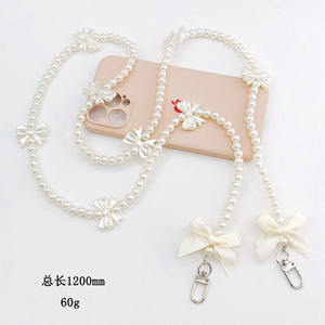 Perle noeud papillon sangle Anti-perte fronde sac à clip universel pour coque de téléphone lanière de téléphone perlée à la main longue bandoulière <span class=keywords><strong>collier</strong></span> chaîne - Product Image 4