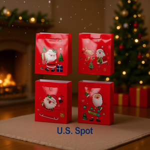 Sacs cadeaux de Noël américains rouges avec motif Père Noël, emballage plastique jetable pour enfants et adultes, cadeaux de fêtes - Product Image 2