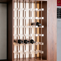 Étagère à vin verticale en aluminium et acrylique avec éclairage LED