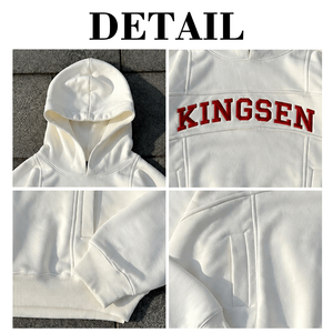 Custom Streetwear Oversized Drop Shoulder Embroidered Hoodie Heavyweight 420gsm Cotton Fleece Cropped Men's Hoodies - Product Image 6