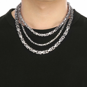 Collana Unisex in Acciaio Inossidabile Placcato Oro Platino con Catena Bizantina Punk Gothic da 4MM5MM6MM8MM - Product Image 3