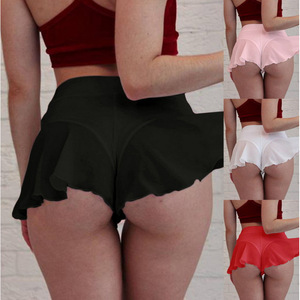 Shorts sexys con volantes para mujer en negro, rojo, blanco y rosa, tela de gasa, estilo lindo, lencería, disfraz, ropa de verano - Product Image 1
