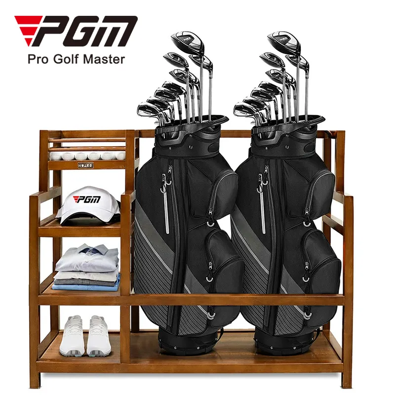 PGM rak penyimpanan tas golf, pemasok rak penyimpanan tas golf kayu klub