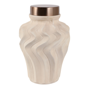 Vaso in ceramica con coperchio in metallo, design ondulato, urna decorativa per soggiorno, camera da letto, ufficio, pezzo d'arredo. - Product Image 4