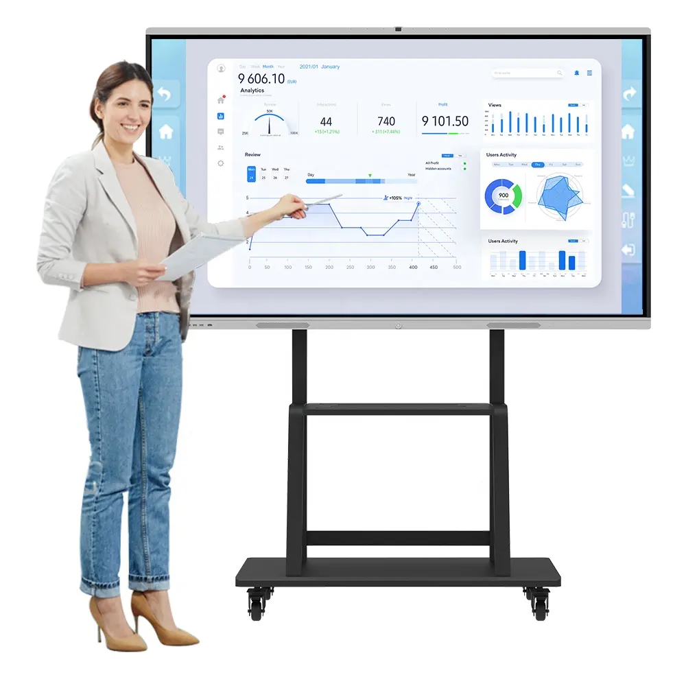 Floor Led Projector lavagna Smart Board Panel 86 "Touch Display I7 lavagna bianca interattiva con sistema Android