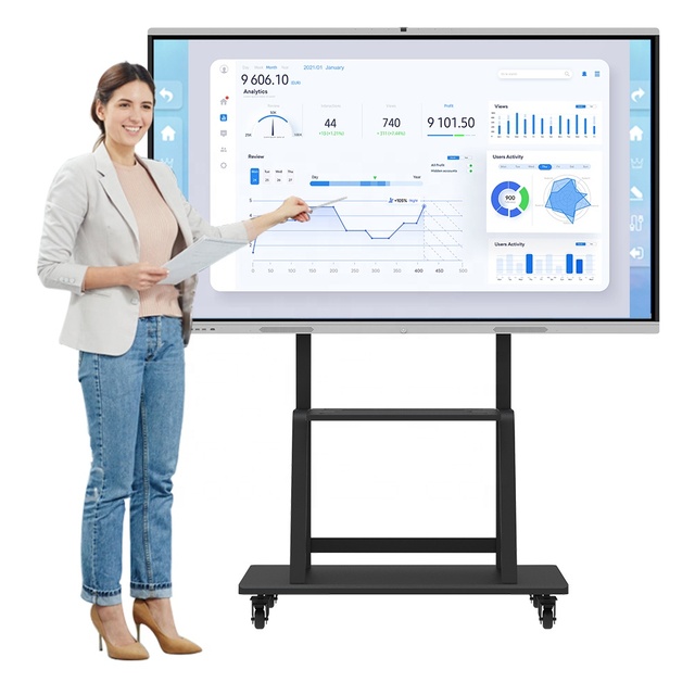Floor Led Projector Blackboard Smart Board Panel touch Display I7 Interactive White Board With Android System