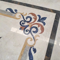 Hôtel Villa Lobby Médaillon Haut De Gamme Pierre Oeuvre Intérieur Fleur Motif Sol Jet D'eau Marbre Médaillon Pierre De Marbre Naturel