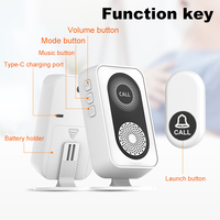 Sonnette de porte sans fil pour la maison, modèle HC 601, alimentée par USB, installation facile, 4 niveaux de volume, effets d'éclairage multiples, lumières vibrantes