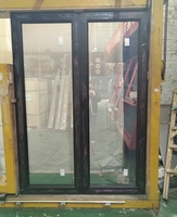 Porte française à double battant en aluminium à rupture de pont thermique, verre trempé, étanche, personnalisée, de luxe contemporain, pour patio de villa
