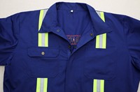 100% coton ignifuge combinaison bleu FR combinaisons de travail avec bandes réfléchissantes vêtements de travail