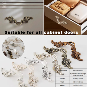 European Zinc Ancient Silver Bronze Furniture Handles and <strong>Knobs</strong> for Cabinet <strong>Doors</strong> Dresser Kitchen Durable &amp; Easy Installation - Product Image 2