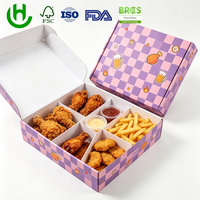 Voedselveilige kartonnen maaltijddoos met scheidingswanden, op maat bedrukt, afhaalverpakking voor restaurants en catering
