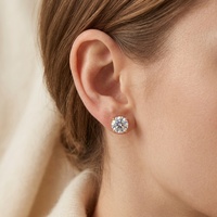 Orecchini a Lobo Solitario da Uomo e Donna in Argento 925 con Moissanite da 0.5ct, 1ct, 2ct, Placcati in Oro con Montatura a 6 Griffe e Chiusura Magnetica