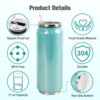Bouteille d'eau thermos en acier inoxydable à double paroi de 503 ml (17 oz) pour sublimation, avec paillettes, effet caméléon, pour transfert thermique