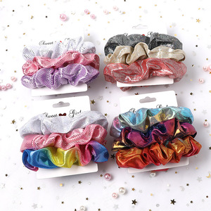 Nueva llegada al por mayor <span class=keywords><strong>de</strong></span> varios colores impreso seda satén terciopelo tamaño pequeño <span class=keywords><strong>Scrunchies</strong></span> conjunto para niñas lazos para el cabello - Product Image 4