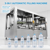 Machine de remplissage automatique de liquides pour bouteilles en verre PET d'eau potable pure minérale de qualité alimentaire 304, avec rinçage et bouchage automatiques