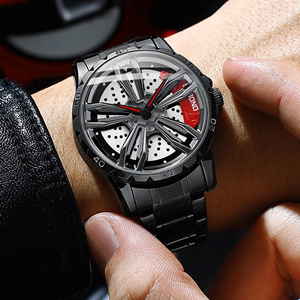 Wheel Dial Niche Design Stainless Steel Quartz Movement Business Style Men's 3D Hollow Rotating Hip-hop <b>Watch</b> - Product Image 2