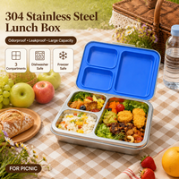 Fabrikpreis Maßgefertigte 304 Edelstahl Bento-Box 1240ml 3-Fach Auslaufsicher BPA-Frei Lunchbehälter