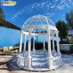 Gazebo Redondo <span class=keywords><strong>de</strong></span> Mármol Tallado a Mano, Romántico, Blanco, <span class=keywords><strong>de</strong></span> Tamaño Real para Bodas al Aire Libre - Product Image 4