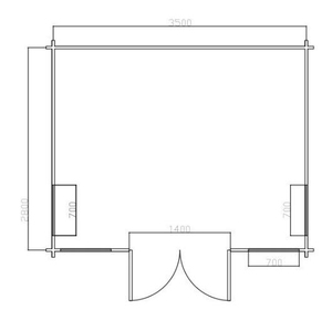 Casetta da Giardino in Legno 3,5x2,8m, Ripostiglio Smontabile con Porte Doppie in Vetro e Finestre Multiple - Product Image 3