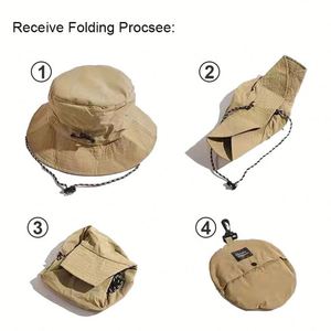 Customized Summer UV Sunscreen Men's and Women's Waterproof Fishing Hats Outdoor Hiking Bucket Hats Adjustable with Storage <b>Bag</b> - Product Image 3