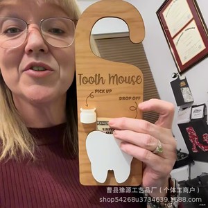 Tooth Fairy Wooden Door <b>Hanger</b> With Tooth Shape Hook For Childrens Tooth Loss Gift Home Decorative Hanging Rack - Product Image 4