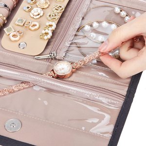 Étui de rangement pliable pour bijoux de voyage, organiseur pour boucles d'oreilles, colliers, bagues, bracelets, broches - Product Image 5
