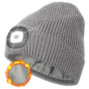 Cappello Unisex con la luce, USB ricaricabile mani libere lampada frontale LED Beanie, regali invernali per gli uomini papà marito lui - Product Image 1