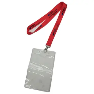 Airline brand metal hook soft plastic id card holder lanyard