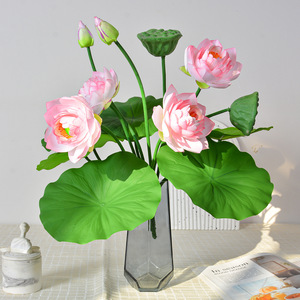 Bouquet de lotus artificiel en soie, décoration réaliste pour salon et mariage - Product Image 1