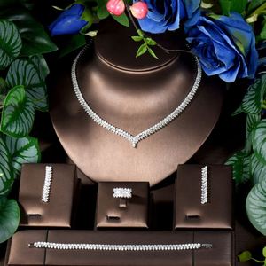 Joyería de temperamento simple, pendientes y collar de circonia cúbica nupcial para boda, fiesta, Damas, conjunto de regalo para mujer, 2017 - Product Image 2